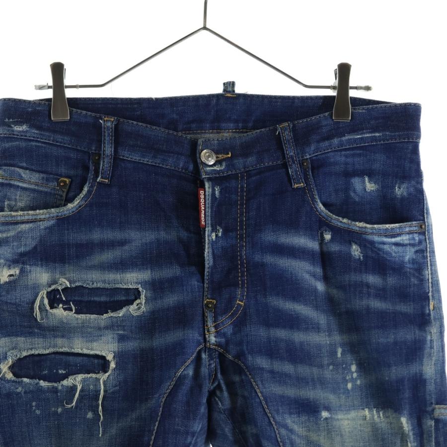 DSQUARED2 ディースクエアード 21AW TIDY BIKER JEAN ダメージ加工バイカースキニーデニムパンツ インディゴ S74LB0960 S30342 DSQUARED2（ディースクエアード） 21AW TIDY BIKER JEAN ダメージ加工