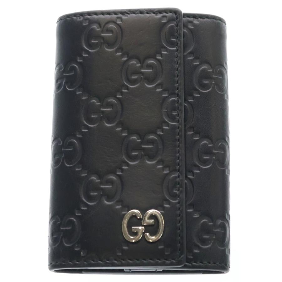 美品　GUCCI ブラックレザー　6連キーケース　GG柄　473924 GUCCI（グッチ） グッチシマ 6連キーケース ブラック 473924・496085