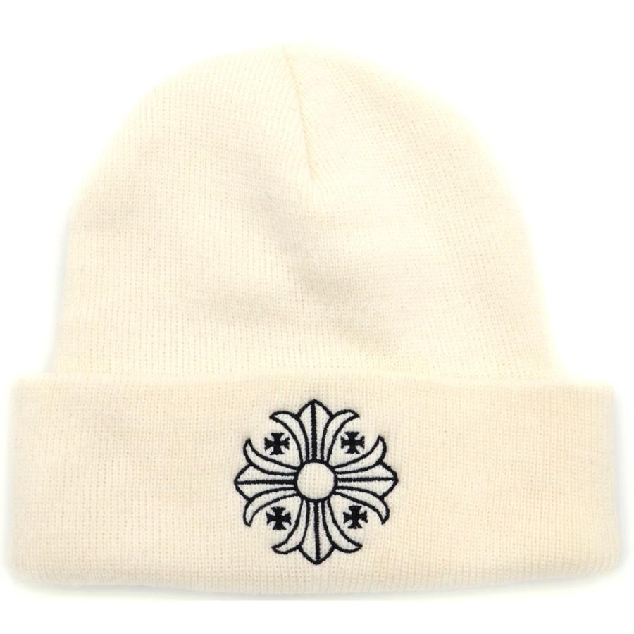 クロムハーツニット帽　オフホワイト CHROME HEARTS（クロムハーツ） CH PLUS BEANIE CHプラス刺繍 アクリル