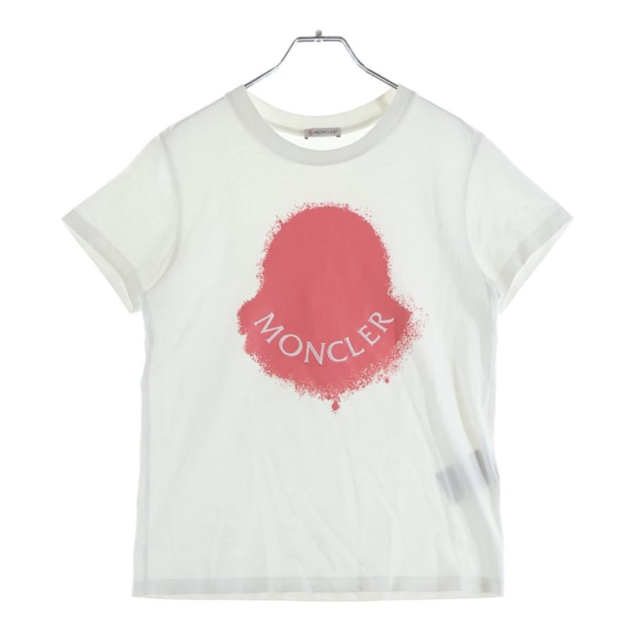 MONCLER 半袖 Tシャツ ホワイト ピンク ロゴプリント S MONCLER（モンクレール） ロゴプリント半袖Tシャツ カットソー