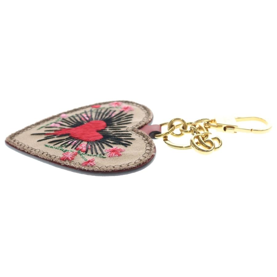 GUCCI（グッチ） GGキャンバス ハートモチーフ キーホルダー ゴールド