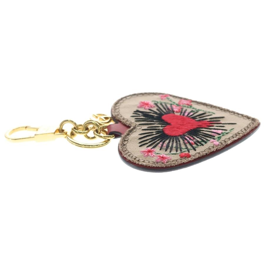 GUCCI（グッチ） GGキャンバス ハートモチーフ キーホルダー ゴールド