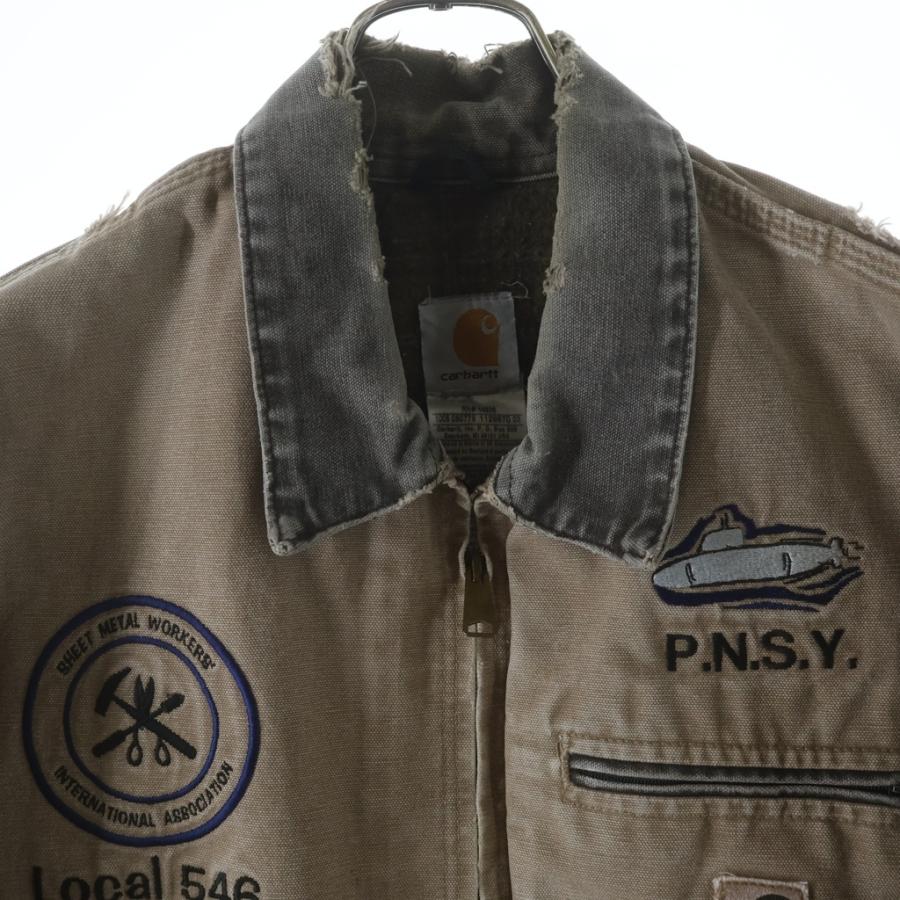 カーハート 裏地ブランケット デトロイトジャケット ブルゾン ロゴ 茶 Carhartt（カーハート） 00s 裏地ブランケット ロゴ刺繍 デトロイト
