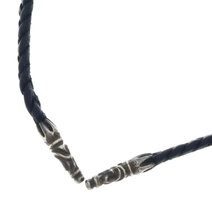 CHROME HEARTS クロムハーツ LEATHER BRAID SCROLL ネックレス レザーブレイドネックレス ブラック/シルバー BCA377 CHROME HEARTS（クロムハーツ） LEATHER BRAID SCROLL ネックレス