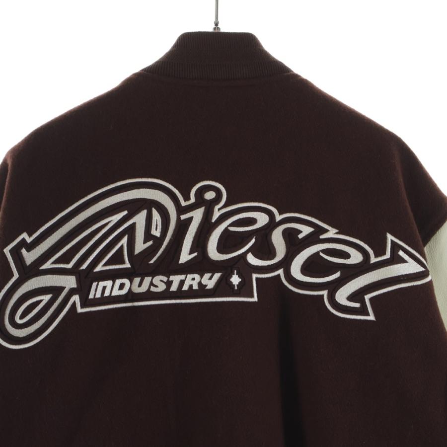 DIESEL スタジャン ワッペン ロゴ ブラウン系 メンズ ジャケ DIESEL（ディーゼル） 78 ワッペン ウールスタジャン ブラウン A18503