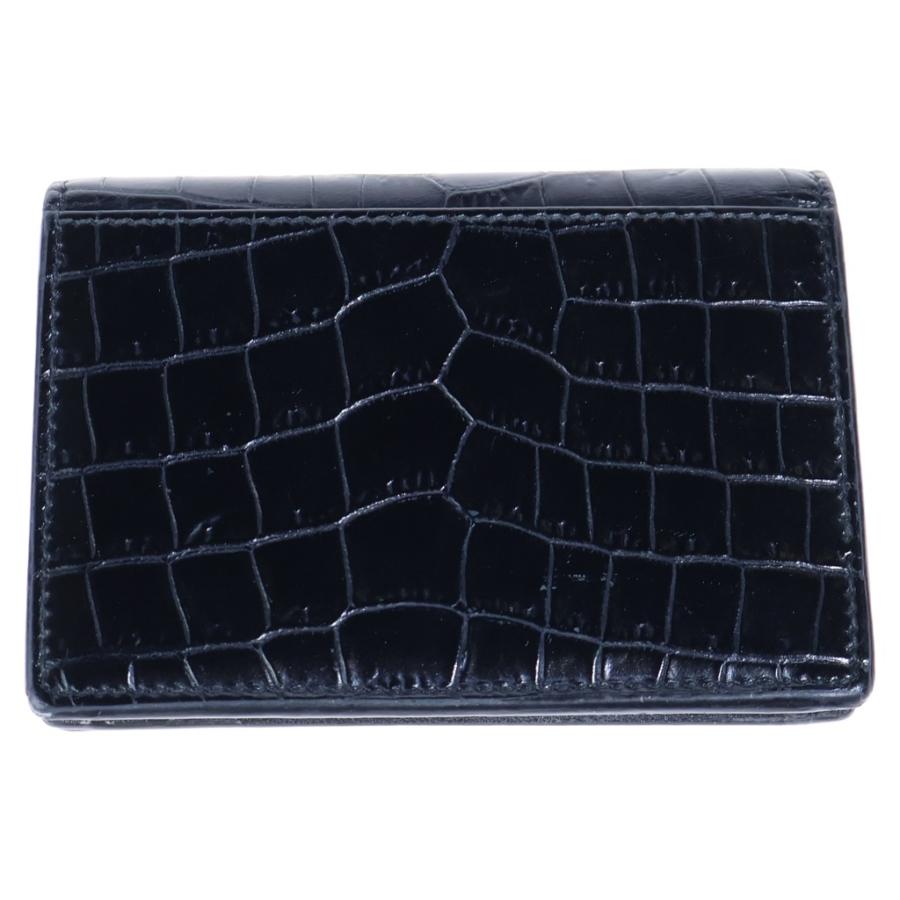 【美品】サンローラン 名刺入れ カードケース ブラック クロコ SAINT LAURENT PARIS サンローランパリ クロコエンボスレザー カード