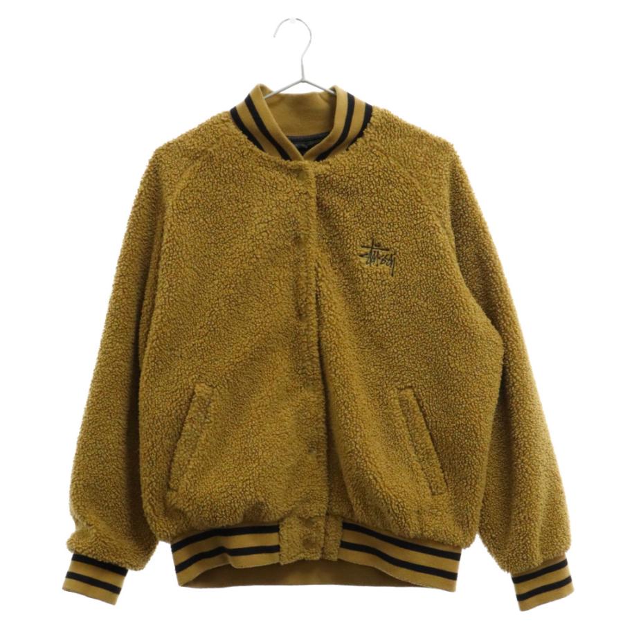希少】stussyステューシー☆刺繍ロゴ ボアジャケット M ブラウン（希少  