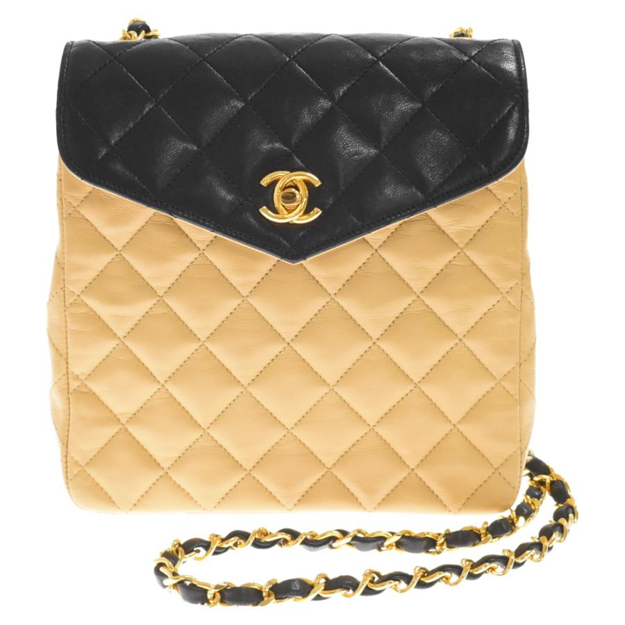 CHANEL シャネル マトラッセ バイカラー チェーン ショルダー レザー 