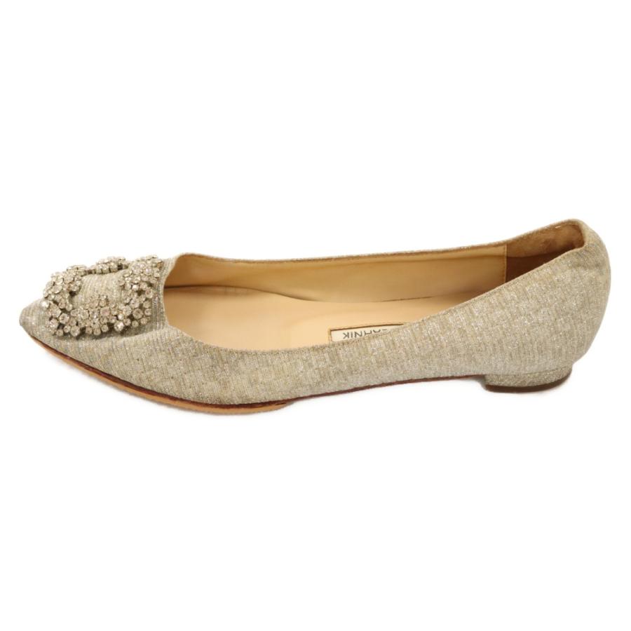 MANOLO BLAHNIK マノロブラニク HANGISI FLATS クリスタルバックル 