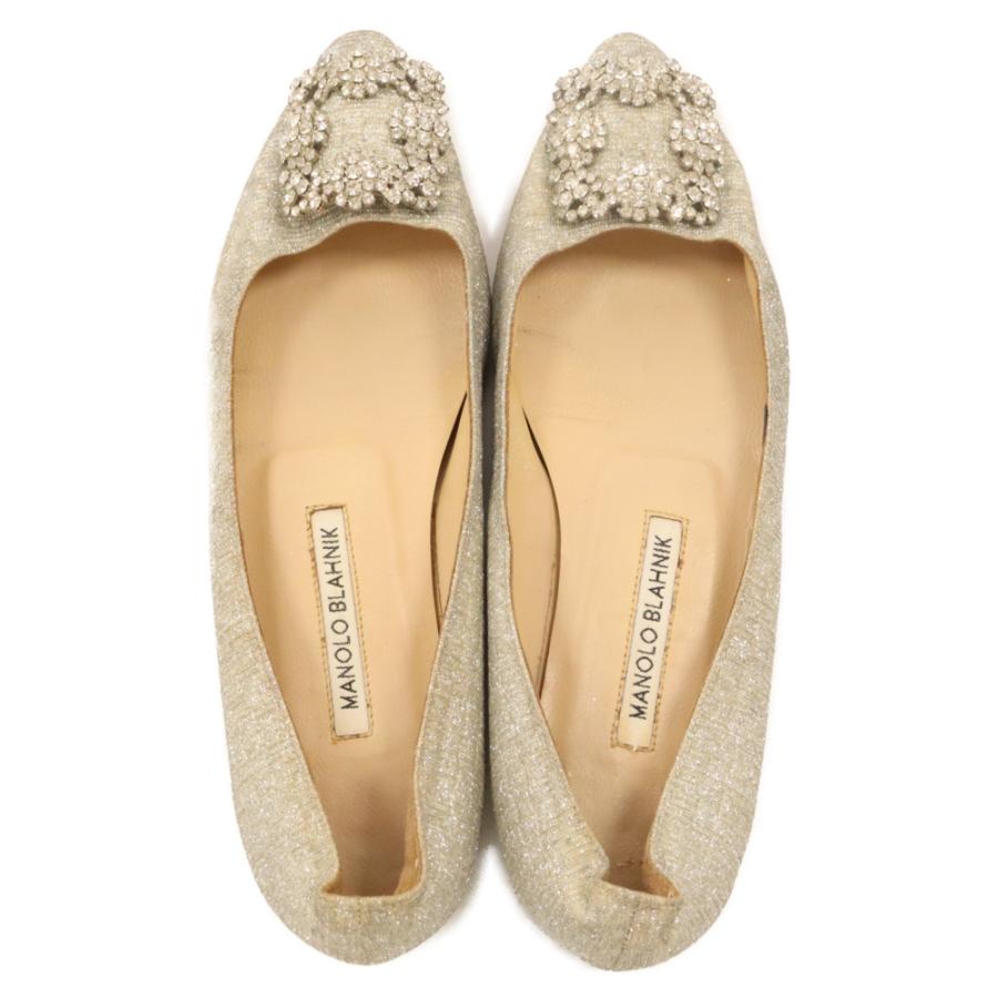 MANOLO BLAHNIK マノロブラニク HANGISI FLATS クリスタルバックル 