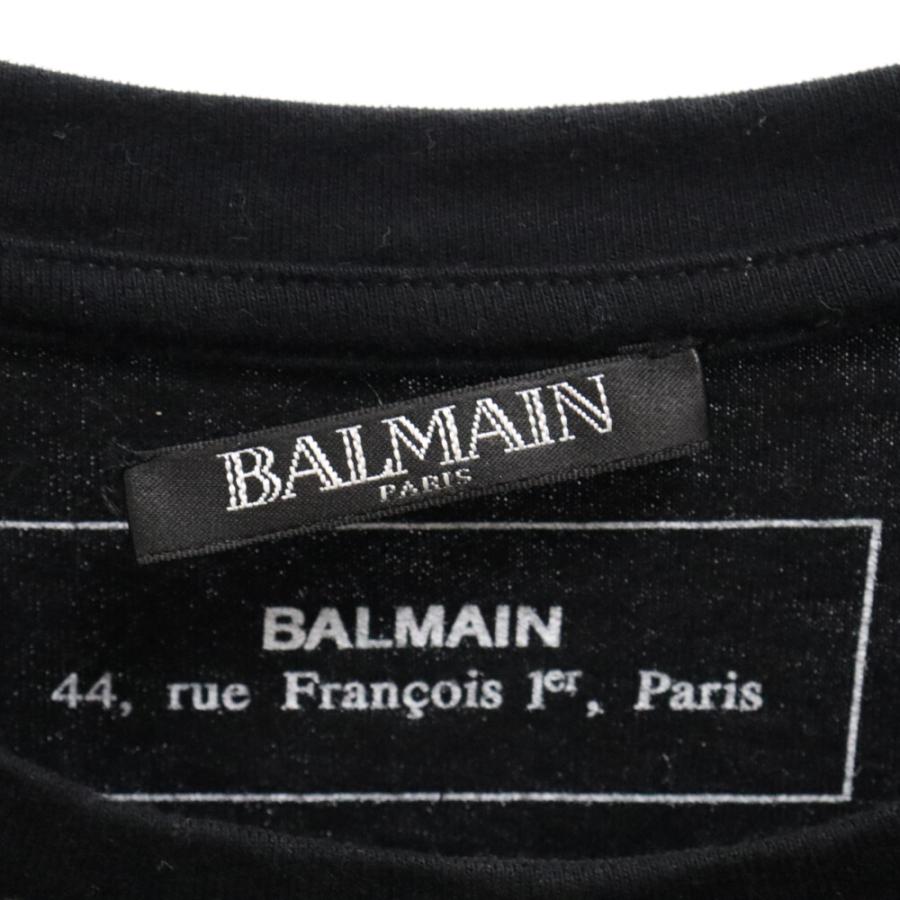 BALMAIN バルマン フロントロゴプリントボーダー半袖クルーネックTシャツ ブラック SH11601I130｜shopbring｜05