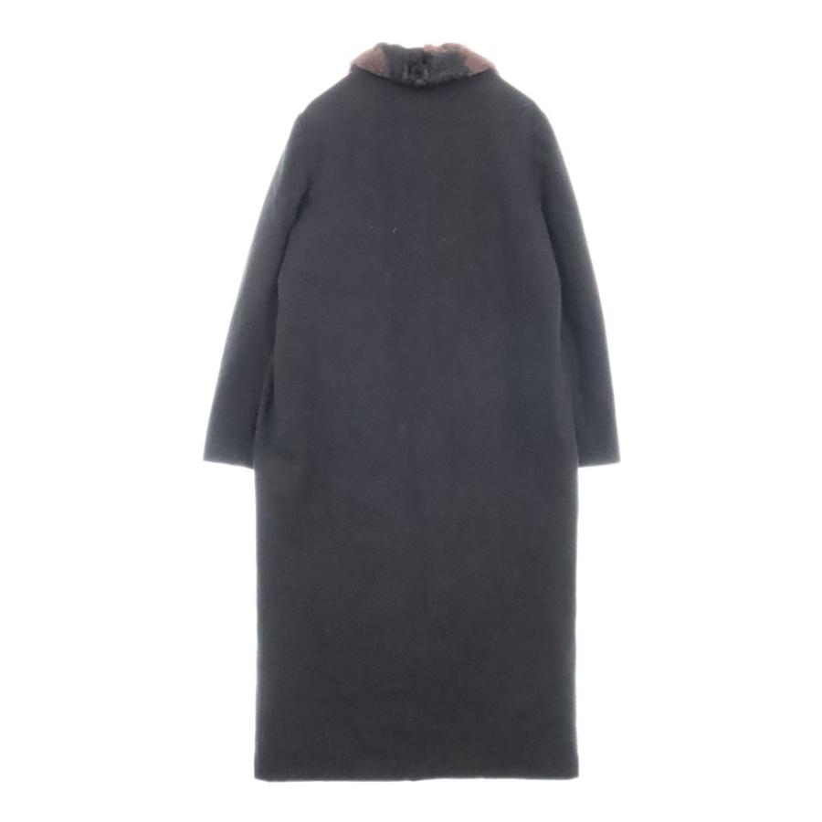 FENDI フェンディ カモ柄 ファーカラーラペル ロングコート ブラック 