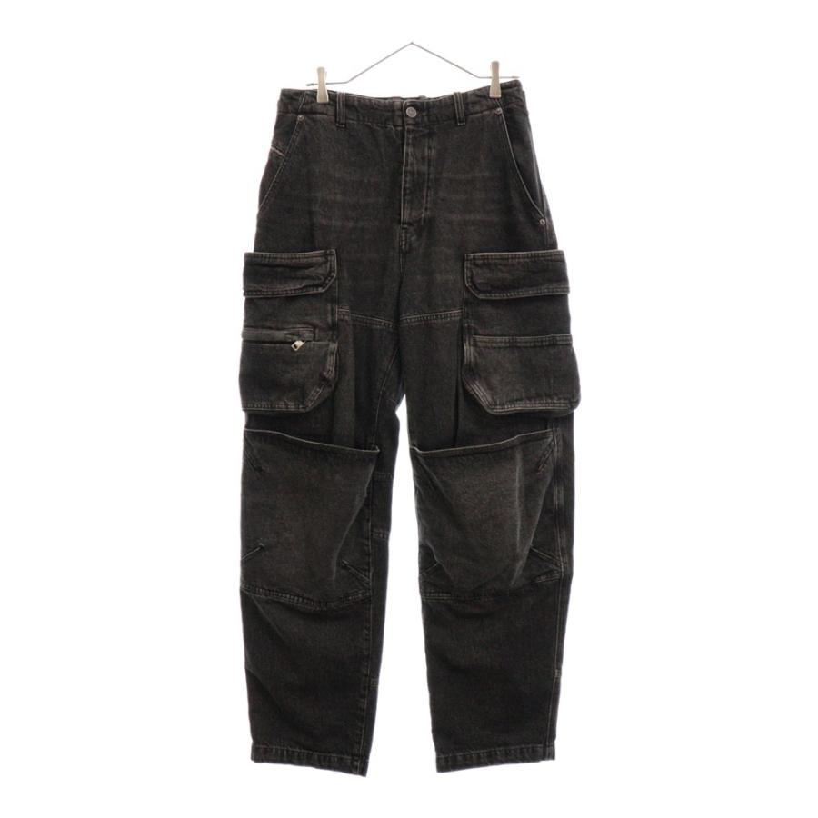 DIESEL ディーゼル Straight Jeans D-Fish 0hlaa ウォッシュド デニムカーゴパンツ ブラック DIESEL（ディーゼル） Straight Jeans D-Fish 0hlaa ウォッシュド