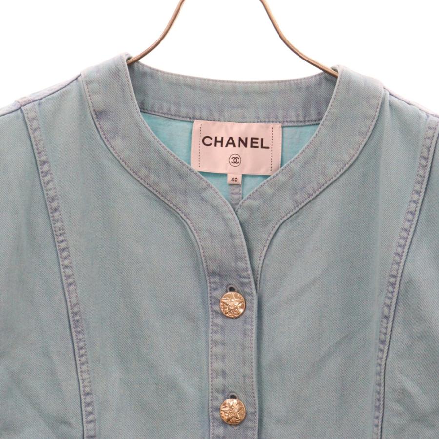CHANEL（シャネル） スターボタン 長袖シャツ デニムジャケット ブルー