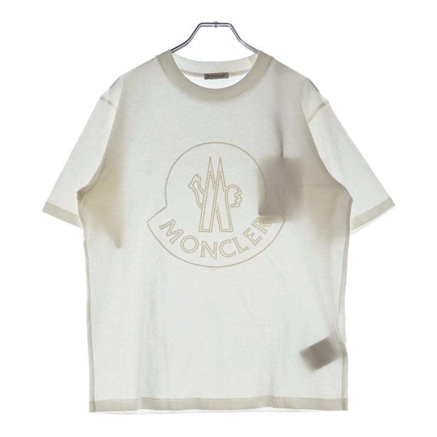 モンクレール 23年製 MAGLIA MANICHE CORTE アイボリー コットン ビッグロゴ ショートスリーブカットソー S モンクレール 23年製 MAGLIA MANICHE CORTE アイボリー コットン