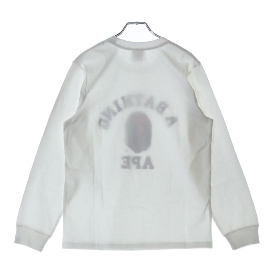 A BATHING APE エイプ カレッジロゴ ロンT ホワイト M A BATHING APE（アベイシングエイプ） COLLEGE LS TEE クルーネック