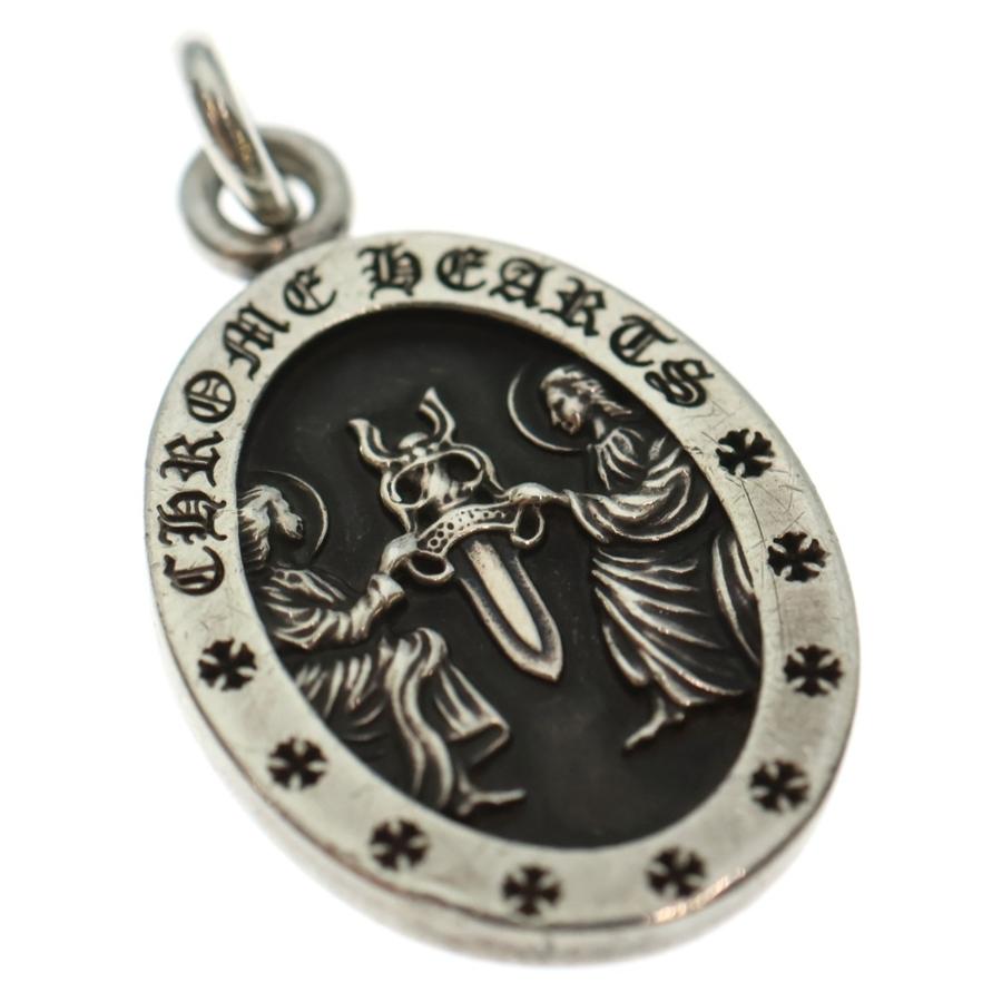クロムハーツ、エンジェルメダルシルバーオーバル型ペンダントネックレス CHROME HEARTS（クロムハーツ） ANGEL MEDAL OVAL オーバルエンジェル