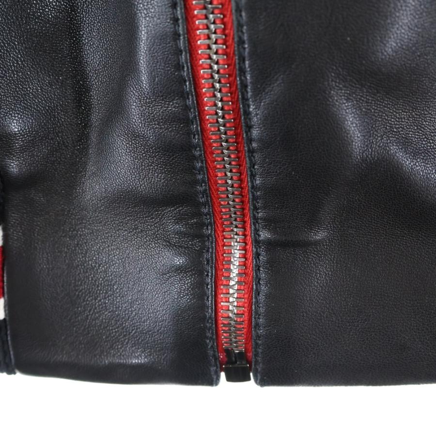 GUCCI（グッチ） ロゴパッチヴァーシティレザージャケット ブラック