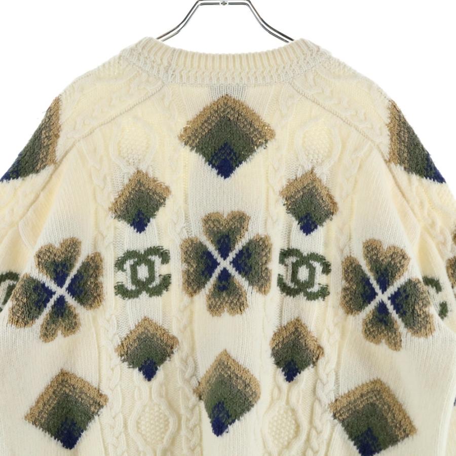 90s ヴィンテージ CHANEL シャネル クローバー柄 ウールニットセーター CHANEL - 90s ヴィンテージ CHANEL シャネル クローバー柄 ウール