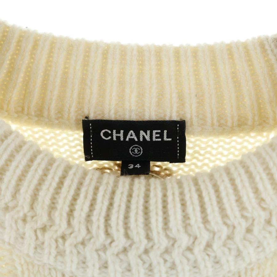 CHANEL ベージュ リブ編みニットセーター 34 CHANEL（シャネル） ココネージュコレクション 総柄長袖ケーブルニット