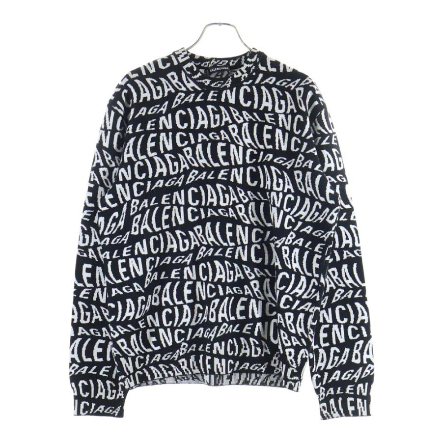 BALENCIAGA（バレンシアガ） 総柄ロゴデザイン ウール混クルーネック