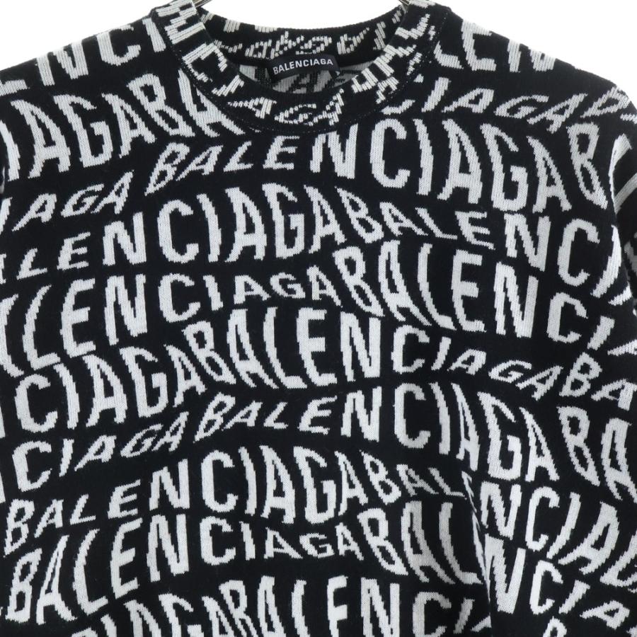 BALENCIAGA（バレンシアガ） 総柄ロゴデザイン ウール混クルーネック