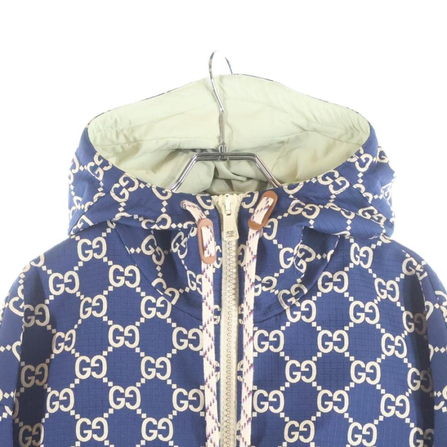 GUCCI（グッチ） GG総柄 中綿 フーデッドジャケット パーカー ネイビー