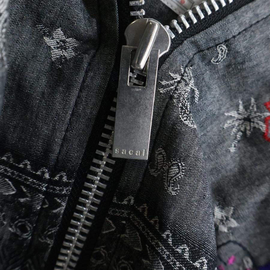 sacai（サカイ） 17AW 刺繍プリント ジップアップジャケット ブラック