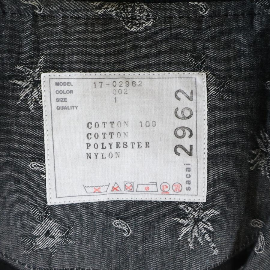 sacai（サカイ） 17AW 刺繍プリント ジップアップジャケット ブラック