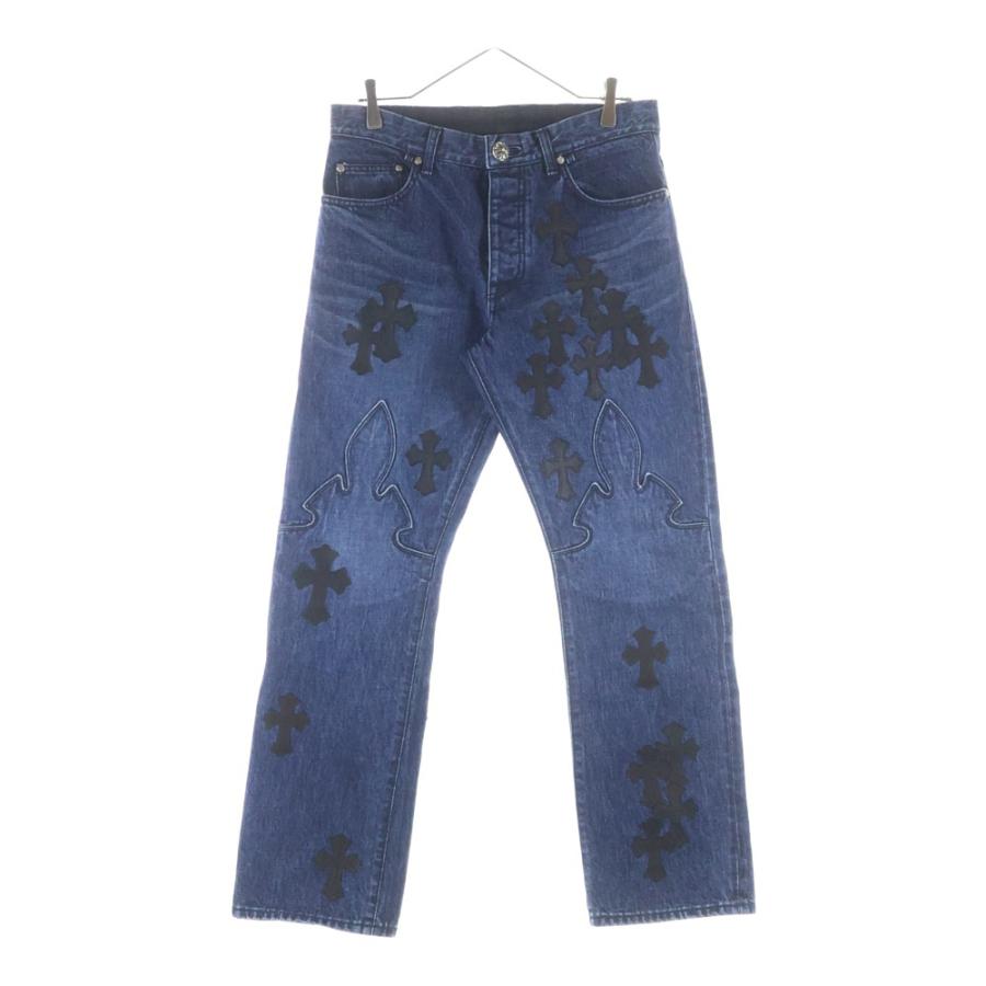 CHROME HEARTS（クロムハーツ） Flare Knee Cross Leather Patch Jeans