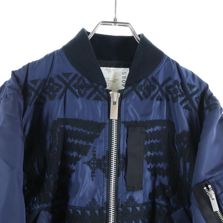 sacai（サカイ） 18SS 刺繍総柄 ジップアップ ジャケット ブラック