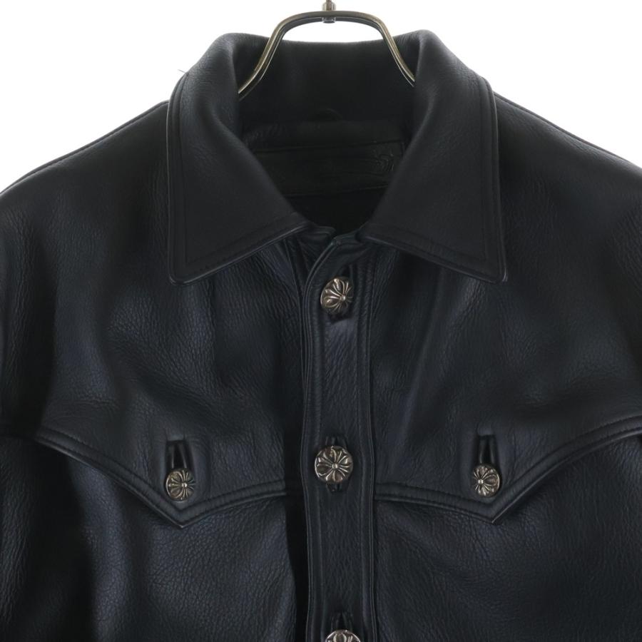 CHROME HEARTS 正規品 レザージャケット クロスボールボタン 本革 CHROME HEARTS クロムハーツ カバーオール レザージャケット クロス