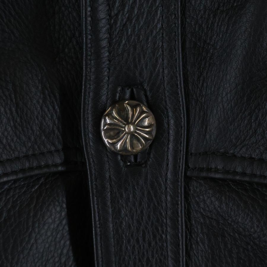 CHROME HEARTS 正規品 レザージャケット クロスボールボタン 本革 CHROME HEARTS（クロムハーツ） クロスボールボタン レザー ムートン