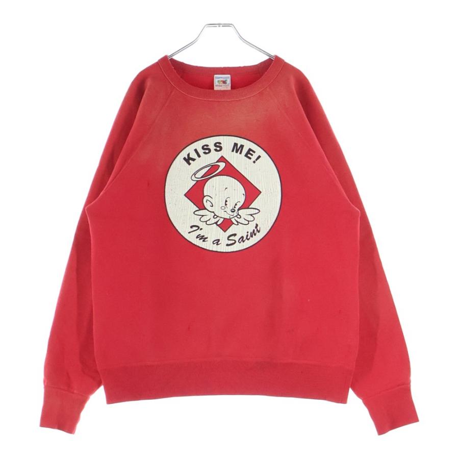SAINT MICHAEL セントマイケル 22AW KISS ME フロントプリント クルーネック長袖スウェットトレーナー レッド SM-A22-0000-019 SAINT MICHAEL セントマイケル 22AW KISS ME フロントプリント クルー