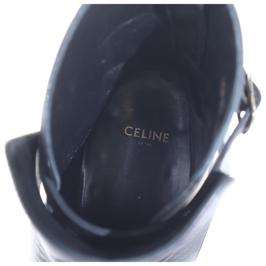 CELINE（セリーヌ） サイドゴア レザーヒールブーツ ブラック MG1201