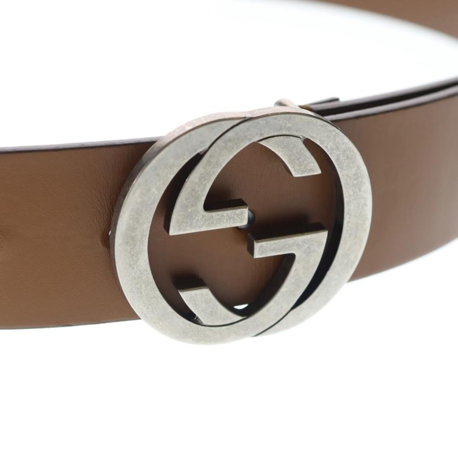 GUCCI（グッチ） インターロッキングG レザーベルト ブラウン 546389