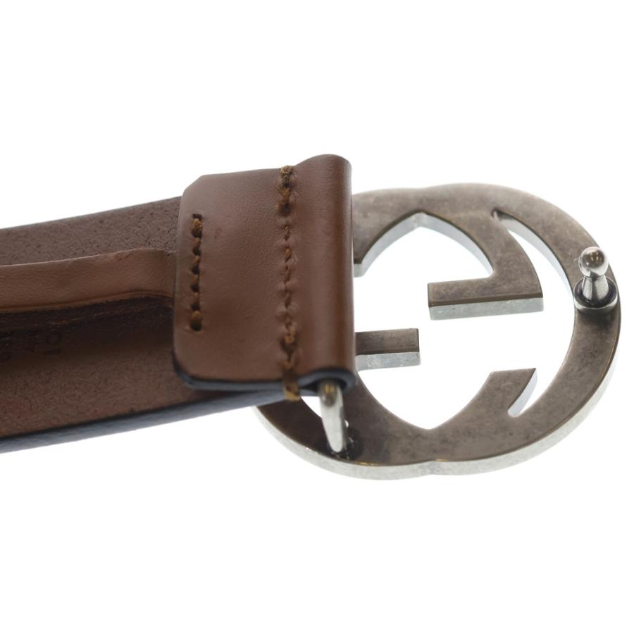 GUCCI（グッチ） インターロッキングG レザーベルト ブラウン 546389