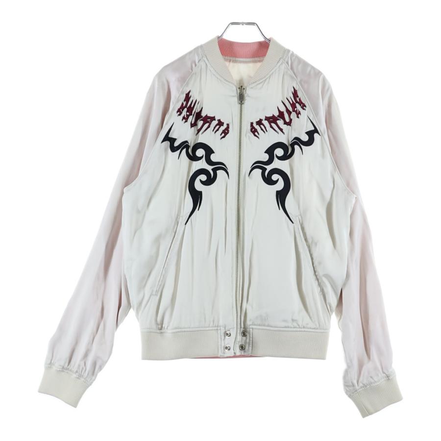 DIESEL ディーゼル ボンバージャケット Dロゴ ダブルジップ サテン 短丈 DIESEL（ディーゼル） J-IVORY リバーシブル サテンボンバージャケット