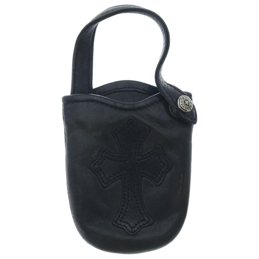 CHROME HEARTS クロムハーツ PHONE POUCH V1 クロスパッチ レザー携帯ケース ブラック CHROME HEARTS（クロムハーツ） PHONE POUCH V1 クロスパッチ レザー