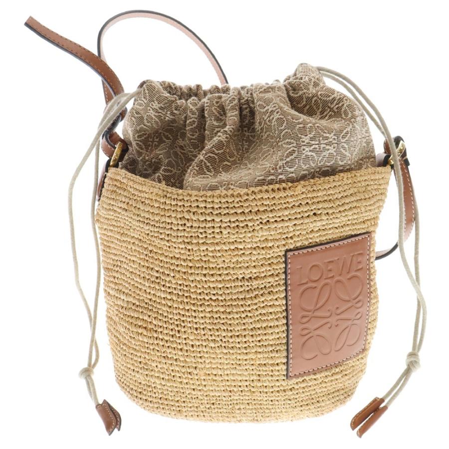 LOEWE ロエベ アナグラム ポシェットバッグ ラフィア×カーフ LOEWE ロエベ アナグラム ポシェットバッグ ラフィア×カーフ