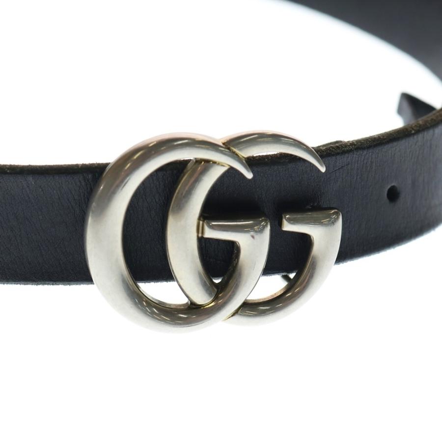 GUCCI（グッチ） GGマーモント レザーベルト ブラック 414516 シルバー
