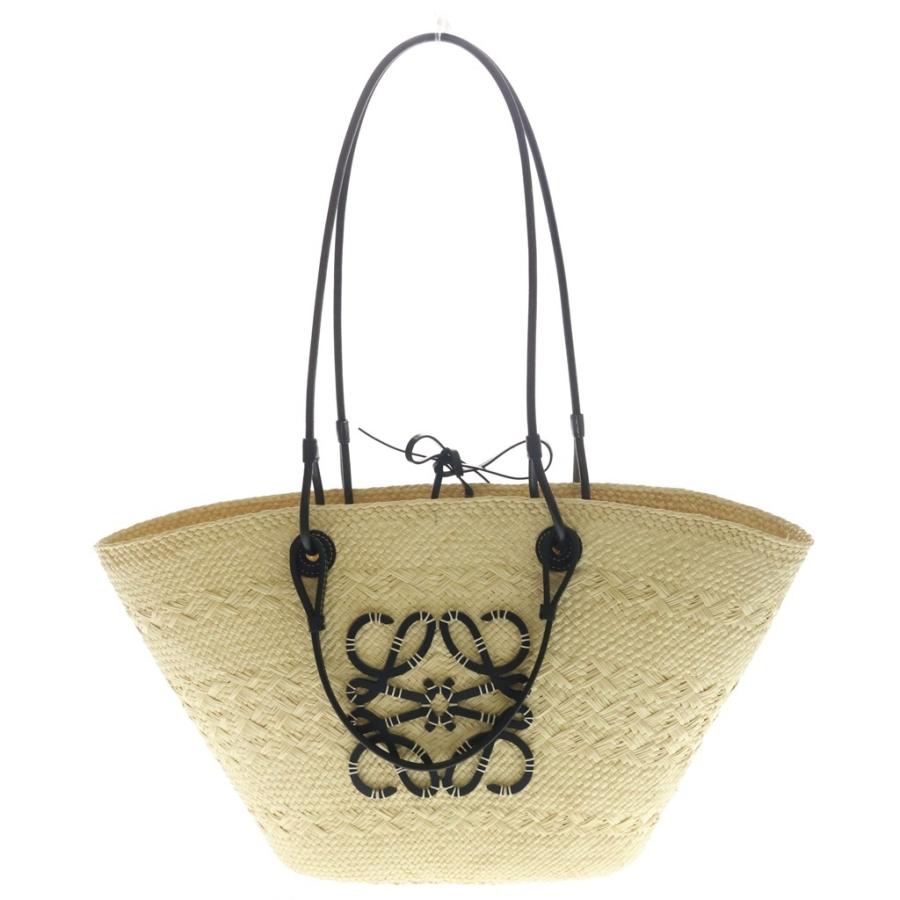 LOEWE（ロエベ） アナグラム かごバッグ ベージュ×ブラック ラフィア