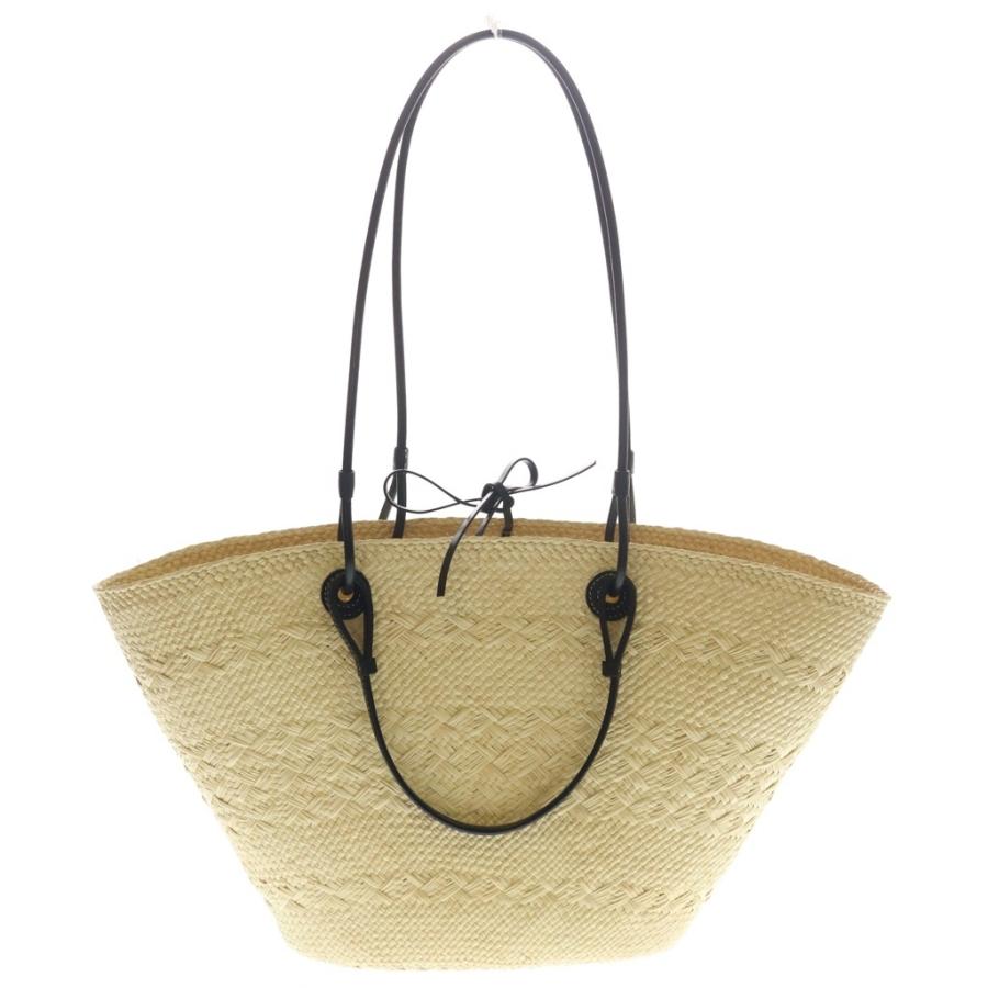 LOEWE かごバッグ ショルダーバッグ アナグラム LOEWE（ロエベ） アナグラム かごバッグ ベージュ×ブラック ラフィア