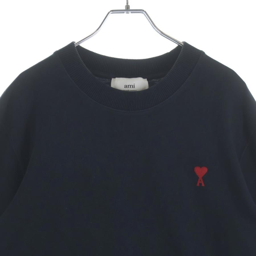 ◆ami paris ハートロゴパッチ付き クルーネックスウェット/XS ami paris アミパリス ハートロゴ刺繍 クルーネックプルオーバー