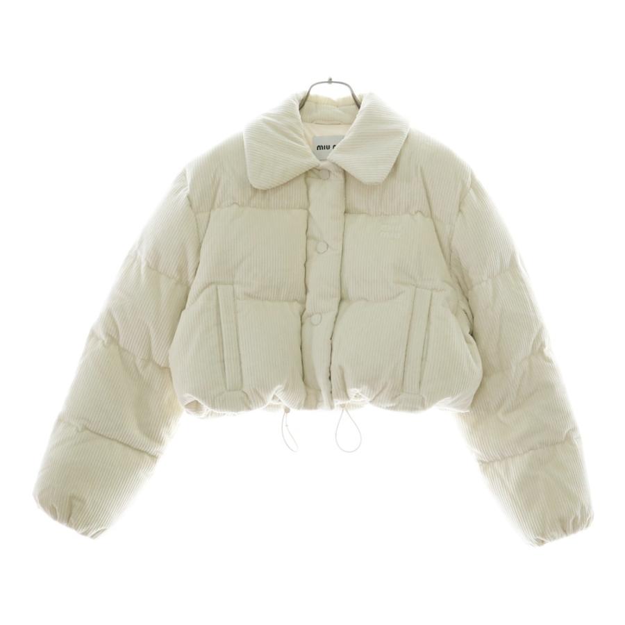 miumiu ミュウミュウ コーデュロイ クロップド ロゴ ダウンジャケット