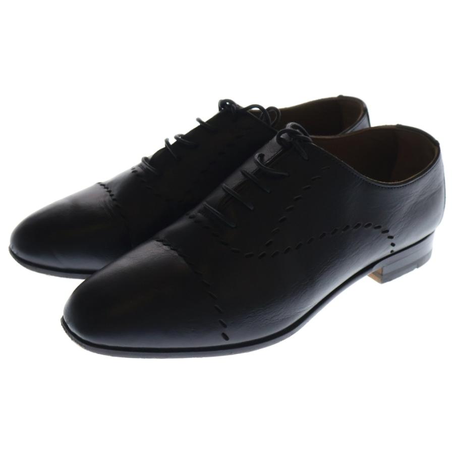 HERMES ブラック ドレスシューズ 40サイズ HERMES（エルメス） パンチングレザー レースアップ ローカット
