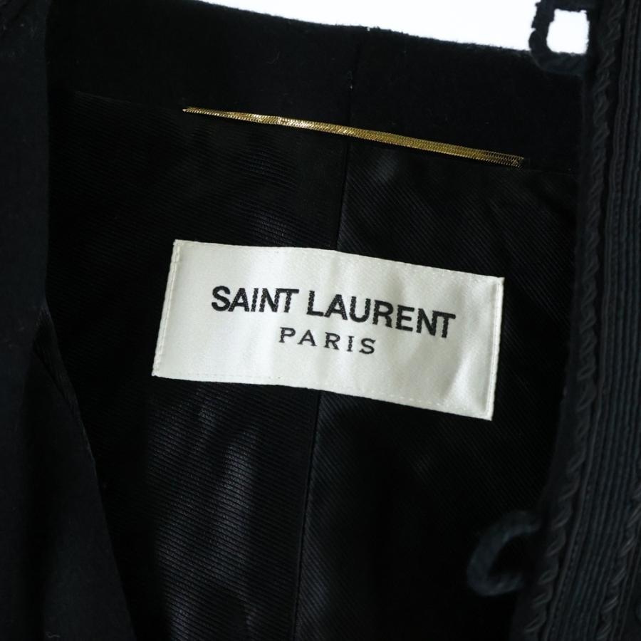 サンローランパリ コード刺繍 トグルボタン ノーカラー カシミヤ混