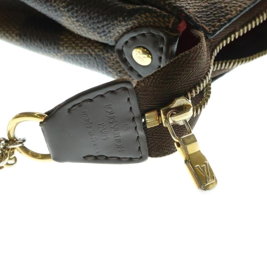LOUIS VUITTON ルイヴィトン ダミエ エヴァ ショルダーバッグ チェーンバッグ ブラウン レザー×PVC N55213 ゴールド金具 ルイ・ヴィトン LOUIS VUITTON エヴァ N55213 ブラウン ダミエ・エベヌ
