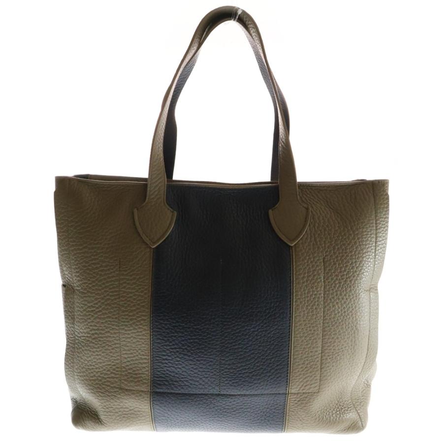 FURLA（フルラ） ロゴバイカラーレザートートバッグ ブラック/カーキ