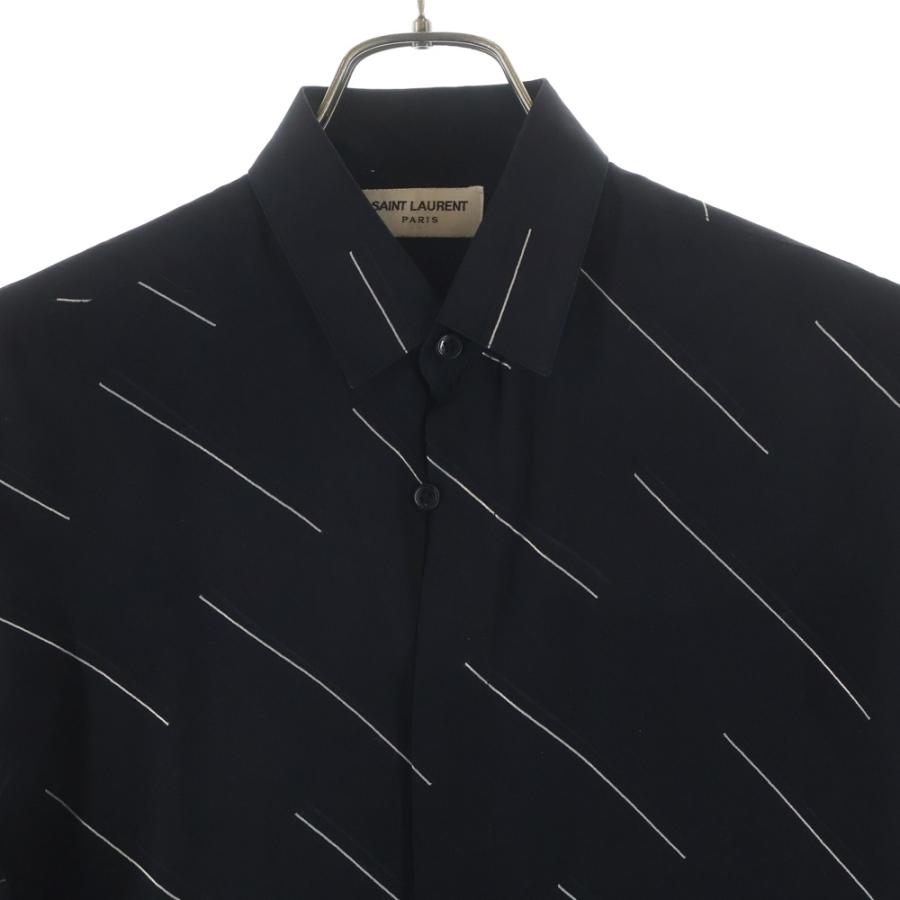 SAINT LAURENT PARIS サンローランパリ バイアス柄 比翼ボタン 長袖
